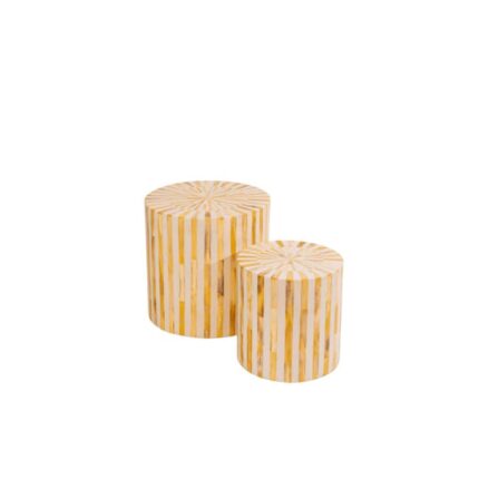 Table d'appoint KSAR – Rayures GM Beige en Bois et Os