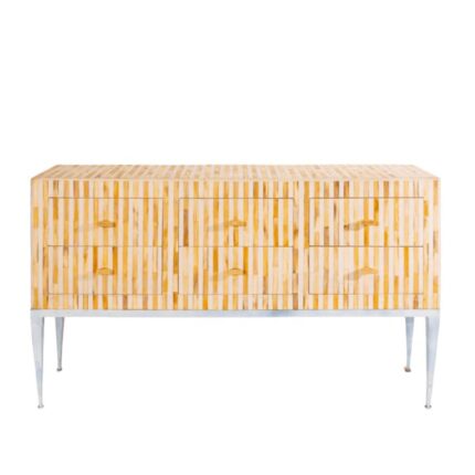 Console / Buffet MOULAY IDRISS – Rayures Beige en Bois et Os